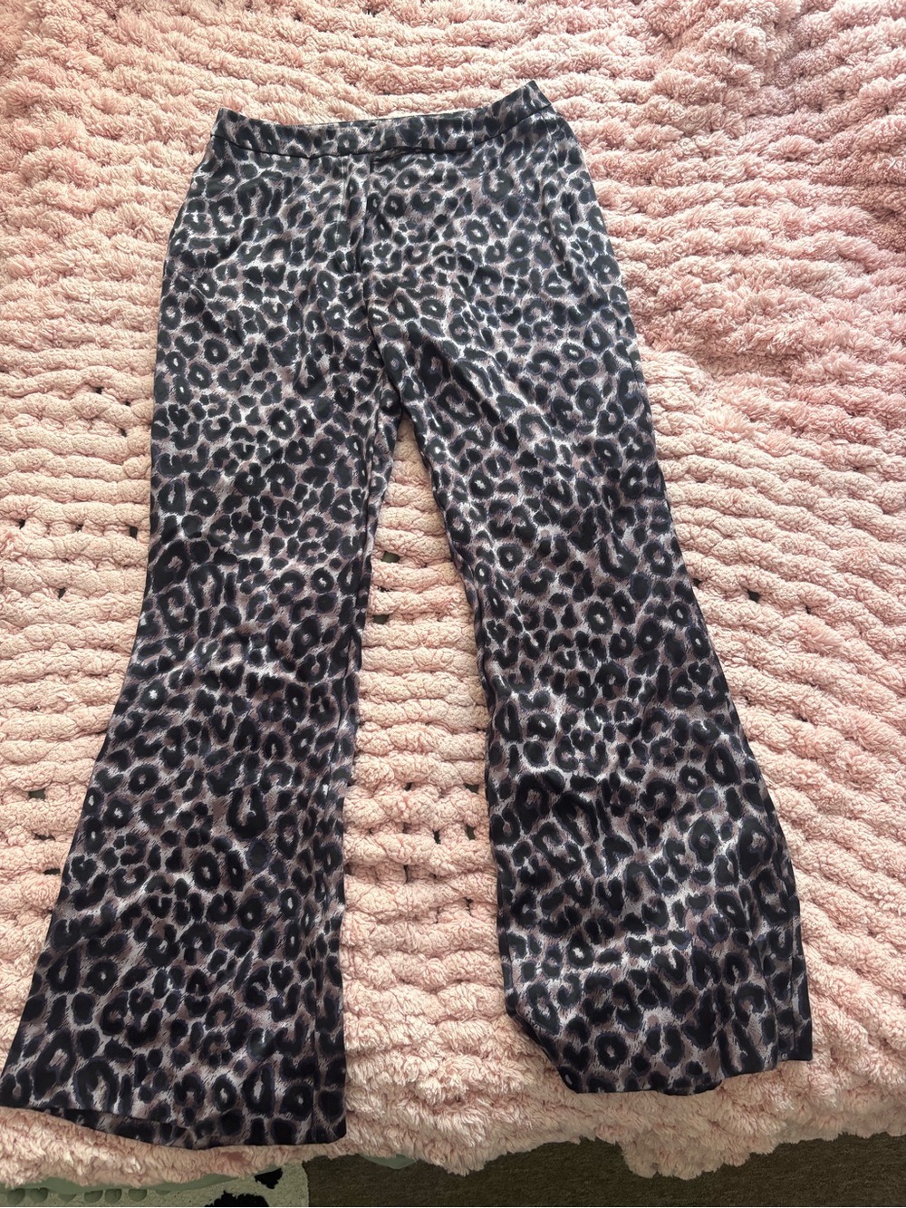 Purple Leopard Print Flare Pants